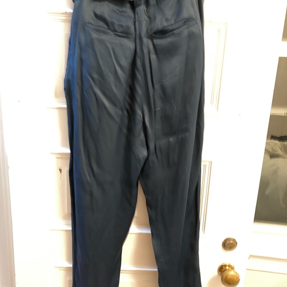 Anthropologie Teal Satin Cropped Pants, size 4 - Picture 3 of 4